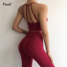 Load image into Gallery viewer, Peeli 2 Piece Yoga Set Sport Wear Women Sports Suit Fitness Gym Clothing Seamless Sports Bra Leggings Workout Running Tracksuits