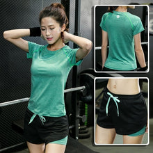 Load image into Gallery viewer, High Waist 3 Piece Yoga Set Leggins Sport Women Fitness Gym Yoga Bra Women Sport Tshirt Yoga Pants Gym Workout CropTop Tracksuit