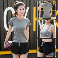 Load image into Gallery viewer, High Waist 3 Piece Yoga Set Leggins Sport Women Fitness Gym Yoga Bra Women Sport Tshirt Yoga Pants Gym Workout CropTop Tracksuit
