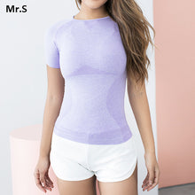 Load image into Gallery viewer, Women's Energy Seamless Yoga Shirts Short Sleeve Fitness Gym Top Active Workout Shirt Dry Fit Compression Sports Running T-shirt