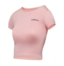 Load image into Gallery viewer, Peeli Letter Yoga Tops Breathable Sport Tank Top Fitness Women Short Sleeve Yoga Shirt Gym Running Sports T Shirt Jerseys Femme