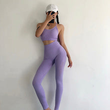 Load image into Gallery viewer, Energy Seamless Leggings+Strappy Bra 2Pcs Yoga Set Women Gym Fitness Clothing High Waist Yoga Leggings Set Running Sportswear