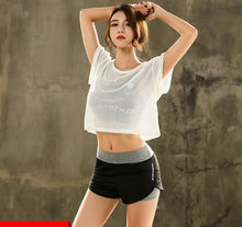 Load image into Gallery viewer, Women's Yoga Sets Three Piece Mesh Tshirt Short Bra Fitness Gym Tracksuit Running Training Exercise Sport Wear Workout Clothing