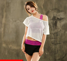 Load image into Gallery viewer, Women's Yoga Sets Three Piece Mesh Tshirt Short Bra Fitness Gym Tracksuit Running Training Exercise Sport Wear Workout Clothing