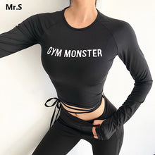 Load image into Gallery viewer, Solid Long Sleeve Yoga Crop Top Gym Shirts for Women Workout Shirts with thumb holes Fitness Running Sport T-Shirts Training Top