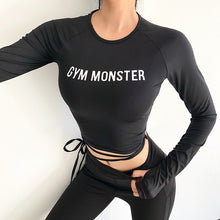 Load image into Gallery viewer, Solid Long Sleeve Yoga Crop Top Gym Shirts for Women Workout Shirts with thumb holes Fitness Running Sport T-Shirts Training Top