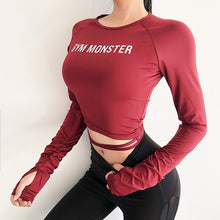 Load image into Gallery viewer, Solid Long Sleeve Yoga Crop Top Gym Shirts for Women Workout Shirts with thumb holes Fitness Running Sport T-Shirts Training Top