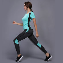 Load image into Gallery viewer, OLOEY Sexy Yoga Set sports wear for women gym TShirt + Pants Breathable Gym Workout Clothes Compressed Yoga Leggings Sport Suit