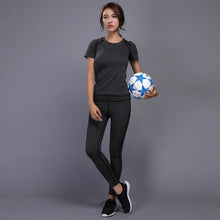 Load image into Gallery viewer, OLOEY Sexy Yoga Set sports wear for women gym TShirt + Pants Breathable Gym Workout Clothes Compressed Yoga Leggings Sport Suit