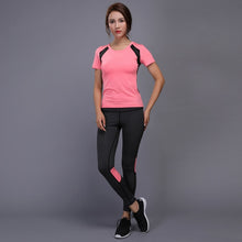 Load image into Gallery viewer, OLOEY Sexy Yoga Set sports wear for women gym TShirt + Pants Breathable Gym Workout Clothes Compressed Yoga Leggings Sport Suit