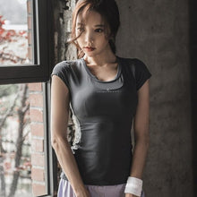 Load image into Gallery viewer, Women Yoga Shirts Mesh Patchwork Summer Slim Running Shirts Workout Gym Fitness Shirts Quick Dry Women Sport Tank Top Sportswear