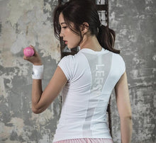 Load image into Gallery viewer, Women Yoga Shirts Mesh Patchwork Summer Slim Running Shirts Workout Gym Fitness Shirts Quick Dry Women Sport Tank Top Sportswear