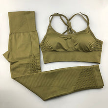 Load image into Gallery viewer, Seamless Yoga Set Women Fitness Clothing Sportswear Woman Gym Leggings Padded Push-up Strappy Sports Bra 2 Pcs Sports Suits