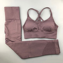 Load image into Gallery viewer, Seamless Yoga Set Women Fitness Clothing Sportswear Woman Gym Leggings Padded Push-up Strappy Sports Bra 2 Pcs Sports Suits