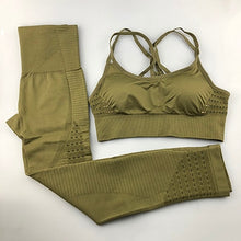 Load image into Gallery viewer, Seamless Yoga Set Women Fitness Clothing Sportswear Woman Gym Leggings Padded Push-up Strappy Sports Bra 2 Pcs Sports Suits