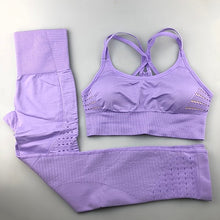 Load image into Gallery viewer, Seamless Yoga Set Women Fitness Clothing Sportswear Woman Gym Leggings Padded Push-up Strappy Sports Bra 2 Pcs Sports Suits