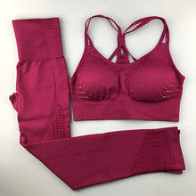 Load image into Gallery viewer, Seamless Yoga Set Women Fitness Clothing Sportswear Woman Gym Leggings Padded Push-up Strappy Sports Bra 2 Pcs Sports Suits