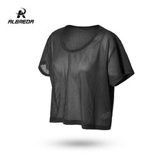 Load image into Gallery viewer, ALBREDA 2018 Hollow Yoga Shirt Mesh Short Sleeve Breathable Yoga Shirts For Women Gym Running Jogging Sport Shirts Yoga Top