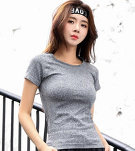Load image into Gallery viewer, Women Yoga T Shirt Sexy Hollow Out Training Top Dry Fit Fitness Top Shirts Workout Gym Clothes Female Sport Running Tight Shirt
