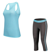 Load image into Gallery viewer, Yoga Set Fitness Solid Shirt + Patchwork Pants Sport Running Woman Tights Jogging Workout Leggings Women Gym Clothing Set 2018