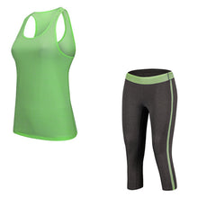 Load image into Gallery viewer, Yoga Set Fitness Solid Shirt + Patchwork Pants Sport Running Woman Tights Jogging Workout Leggings Women Gym Clothing Set 2018