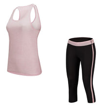 Load image into Gallery viewer, Yoga Set Fitness Solid Shirt + Patchwork Pants Sport Running Woman Tights Jogging Workout Leggings Women Gym Clothing Set 2018
