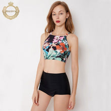 Load image into Gallery viewer, Bikini 2018 High Neck Tank Crop Top Bikini Crochet Bikinis Set Swimwear Swimsuit Female Beachwear 2018 Monokini Bathing Suit