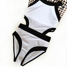 Load image into Gallery viewer, Korean Spa Queen Halter Swimsuit black turtleneck backless superSlimming waist hollow one-piece Swimwear