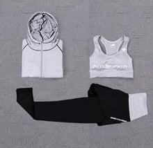 Load image into Gallery viewer, High waist pants+hooded coat+t shirt+bra+pants women yoga 5 pieces set outdoor running quick dry fitness gym clothing sports set