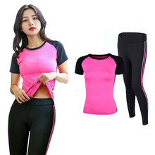 Load image into Gallery viewer, OLOEY Woman 2 Pieces Yoga Set Training Female Gym Workout Clothing Fitness Suit Shirt+Pants Breathable Yoga Leggings Sport Suit