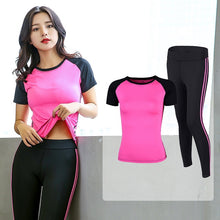 Load image into Gallery viewer, OLOEY Woman 2 Pieces Yoga Set Training Female Gym Workout Clothing Fitness Suit Shirt+Pants Breathable Yoga Leggings Sport Suit