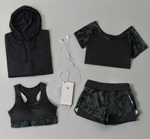 Load image into Gallery viewer, Outdoor running women 6 pieces set quick dry patchwork camouflage yoga sportswear clothing womens fitness gym wear tracksuit