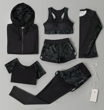 Load image into Gallery viewer, Outdoor running women 6 pieces set quick dry patchwork camouflage yoga sportswear clothing womens fitness gym wear tracksuit
