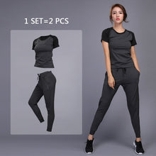 Load image into Gallery viewer, OLOEY Women's sportswear Yoga Sets Jogging Clothes Gym Workout Fitness Training Yoga Sports T-Shirts+Pants Running Clothing Suit