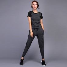 Load image into Gallery viewer, OLOEY Women's sportswear Yoga Sets Jogging Clothes Gym Workout Fitness Training Yoga Sports T-Shirts+Pants Running Clothing Suit