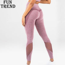 Load image into Gallery viewer, Solid Yoga Pants High Waist Sport Leggings Mesh Patchwork Yoga Leggings Fitness Women Sport Pants Jogging Running Gym Sportswear