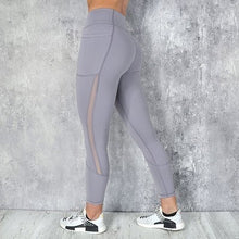 Load image into Gallery viewer, Pocket Solid Sport Yoga Pants High Waist Mesh Sport Leggings Fitness Women Yoga Leggings Training Running Pants Sportswear Women