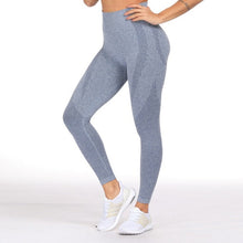 Load image into Gallery viewer, Women Blue Seamless Leggings Tummy Control Yoga Leggings High Waist Booty Leggings Sport Fitness Gym Leggings Athletic Tights