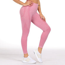 Load image into Gallery viewer, Women Blue Seamless Leggings Tummy Control Yoga Leggings High Waist Booty Leggings Sport Fitness Gym Leggings Athletic Tights
