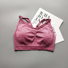 Load image into Gallery viewer, Cute Pink Energy Seamless Sports Bra for Women Gym Crop Top Bra Fitness Yoga Bra Push Up Workout Padded Bra Running Activewear