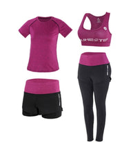 Load image into Gallery viewer, High waist pants+shorts+bra+t shirt+coats women yoga 5 piece set outdoor sports quick dry tracksuits fitness gym clothing 4XL
