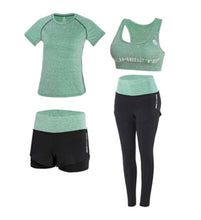 Load image into Gallery viewer, High waist pants+shorts+bra+t shirt+coats women yoga 5 piece set outdoor sports quick dry tracksuits fitness gym clothing 4XL