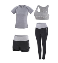 Load image into Gallery viewer, High waist pants+shorts+bra+t shirt+coats women yoga 5 piece set outdoor sports quick dry tracksuits fitness gym clothing 4XL