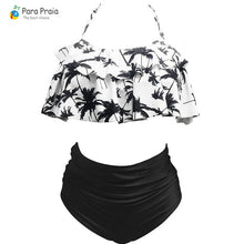 Load image into Gallery viewer, 2019 Palm Tree Push up Bikini Set Women Helter Ruffle Swimwear Sexy Off Shoulder High Waist Swimsuit Women Beach Bathing Suit