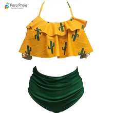 Load image into Gallery viewer, 2019 Palm Tree Push up Bikini Set Women Helter Ruffle Swimwear Sexy Off Shoulder High Waist Swimsuit Women Beach Bathing Suit