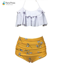 Load image into Gallery viewer, 2019 Palm Tree Push up Bikini Set Women Helter Ruffle Swimwear Sexy Off Shoulder High Waist Swimsuit Women Beach Bathing Suit