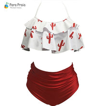 Load image into Gallery viewer, 2019 Palm Tree Push up Bikini Set Women Helter Ruffle Swimwear Sexy Off Shoulder High Waist Swimsuit Women Beach Bathing Suit