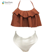 Load image into Gallery viewer, 2019 Palm Tree Push up Bikini Set Women Helter Ruffle Swimwear Sexy Off Shoulder High Waist Swimsuit Women Beach Bathing Suit