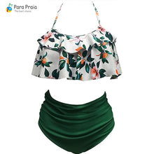 Load image into Gallery viewer, 2019 Palm Tree Push up Bikini Set Women Helter Ruffle Swimwear Sexy Off Shoulder High Waist Swimsuit Women Beach Bathing Suit