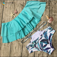 Load image into Gallery viewer, 2019 Palm Tree Push up Bikini Set Women Helter Ruffle Swimwear Sexy Off Shoulder High Waist Swimsuit Women Beach Bathing Suit